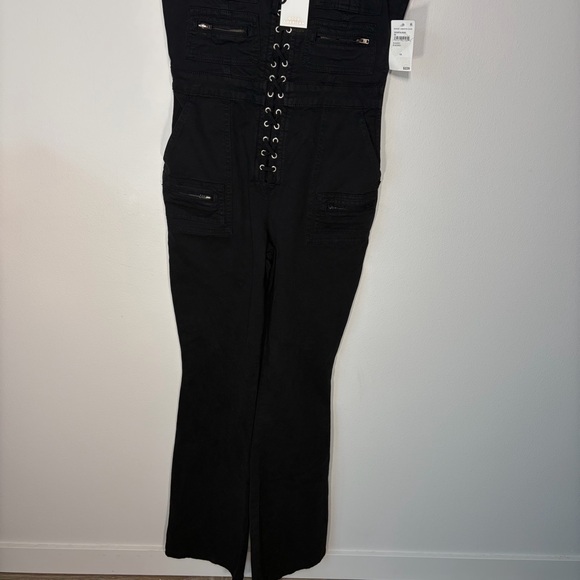 NWT Good American Black Denim Corset Utility Jumpsuit Wide Leg Size S - Picture 5 of 14